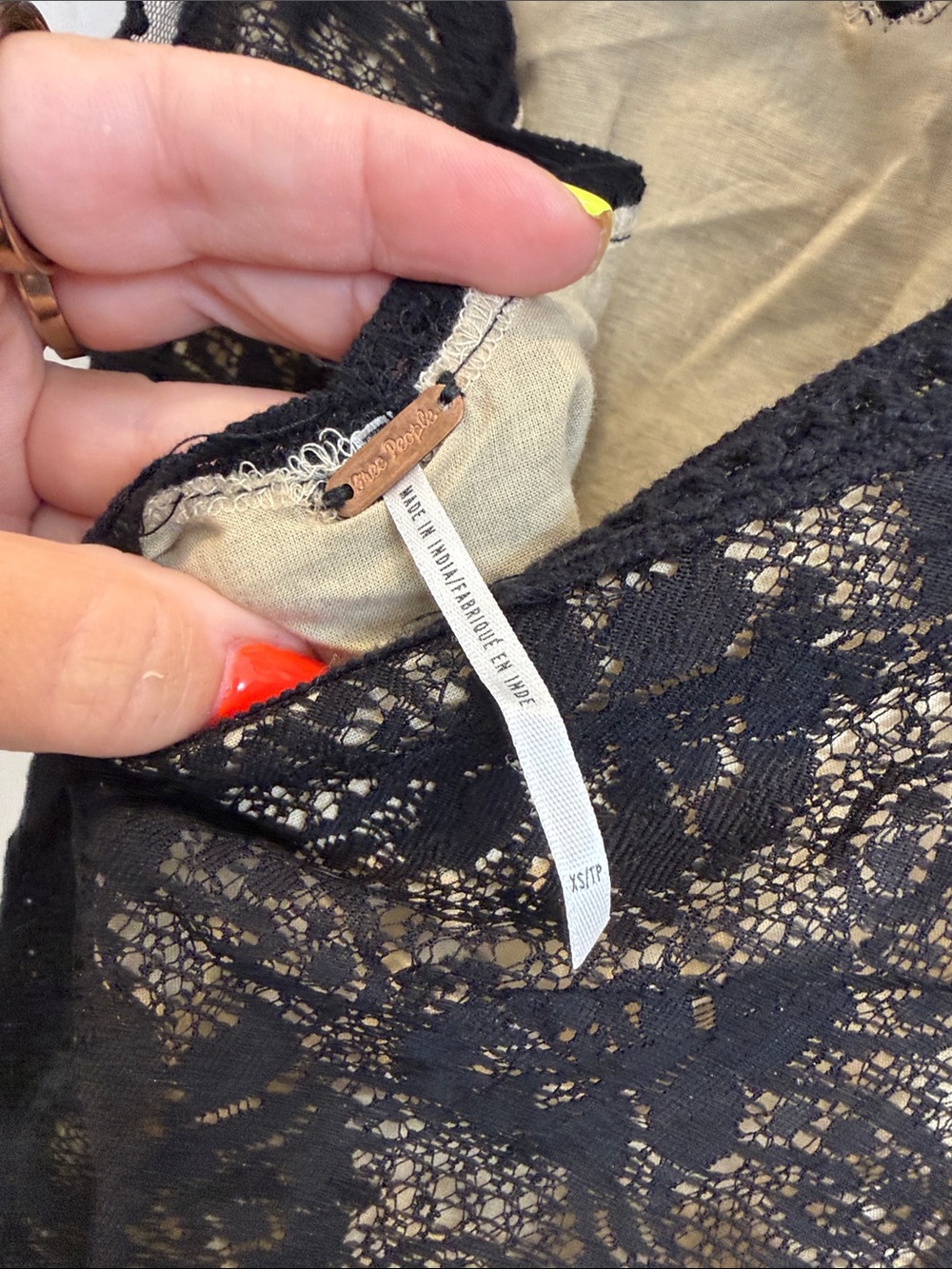 Free People Black Sheer Lace Keyhole Top - Picture 3 of 3